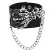 Punk Skull Skeleton Bracelet Chains Spikes Rivet Stud Wide Cuff PU Leather Gothic Rock Unisex Bracelet Bangle Men Jewelry