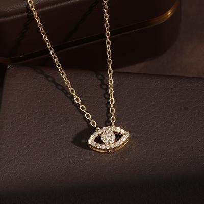 ZAKOL New Unique Design Cubic Zirconia Eye Shape Pendant Necklace Exquisite Women's Anniversary Zircon Gifts