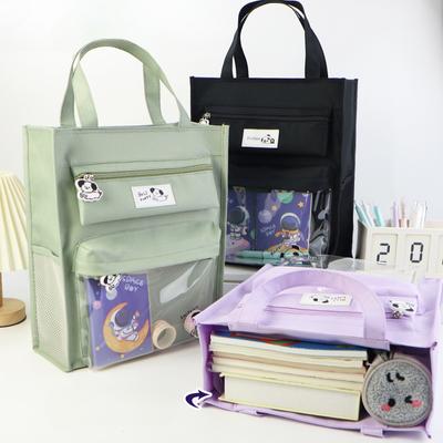 Borsa portadocumenti portatile con animali dei cartoni animati, multifunzionale, grande capacità, per libri degli studenti, documenti di prova, cancelleria, tutorial, stoccaggio