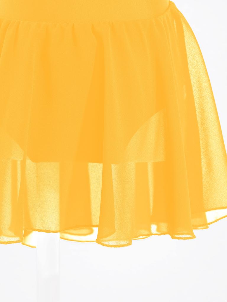 Child Girls Gymnastics Leotards with Tutu Skirt V Neck Sleeveless Dance Dress Ballerina Dancewear Ballroom Costume