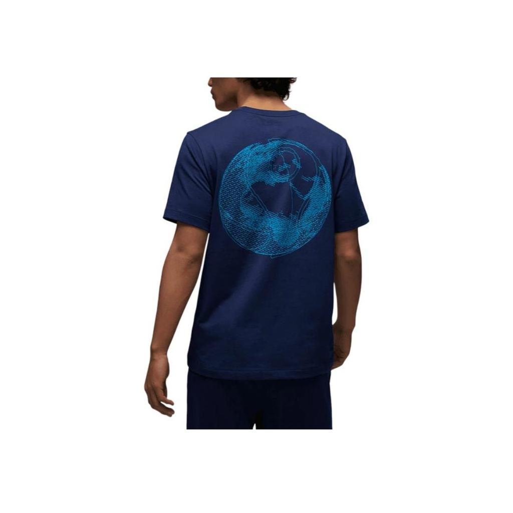 Jordan Pattern Print Crew Neck Short Sleeve T-Shirt Men Tops Navy-Blue DX9602-410