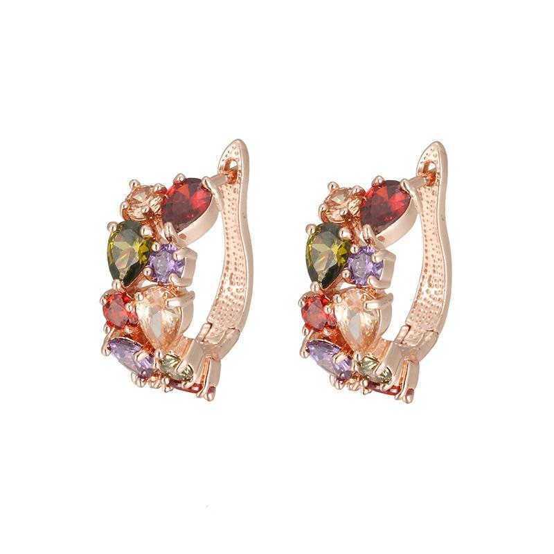 Stud Earrings Women's Colorful Zircon Earrings Cute European and American Simple Ear Buckle Trinkets Women