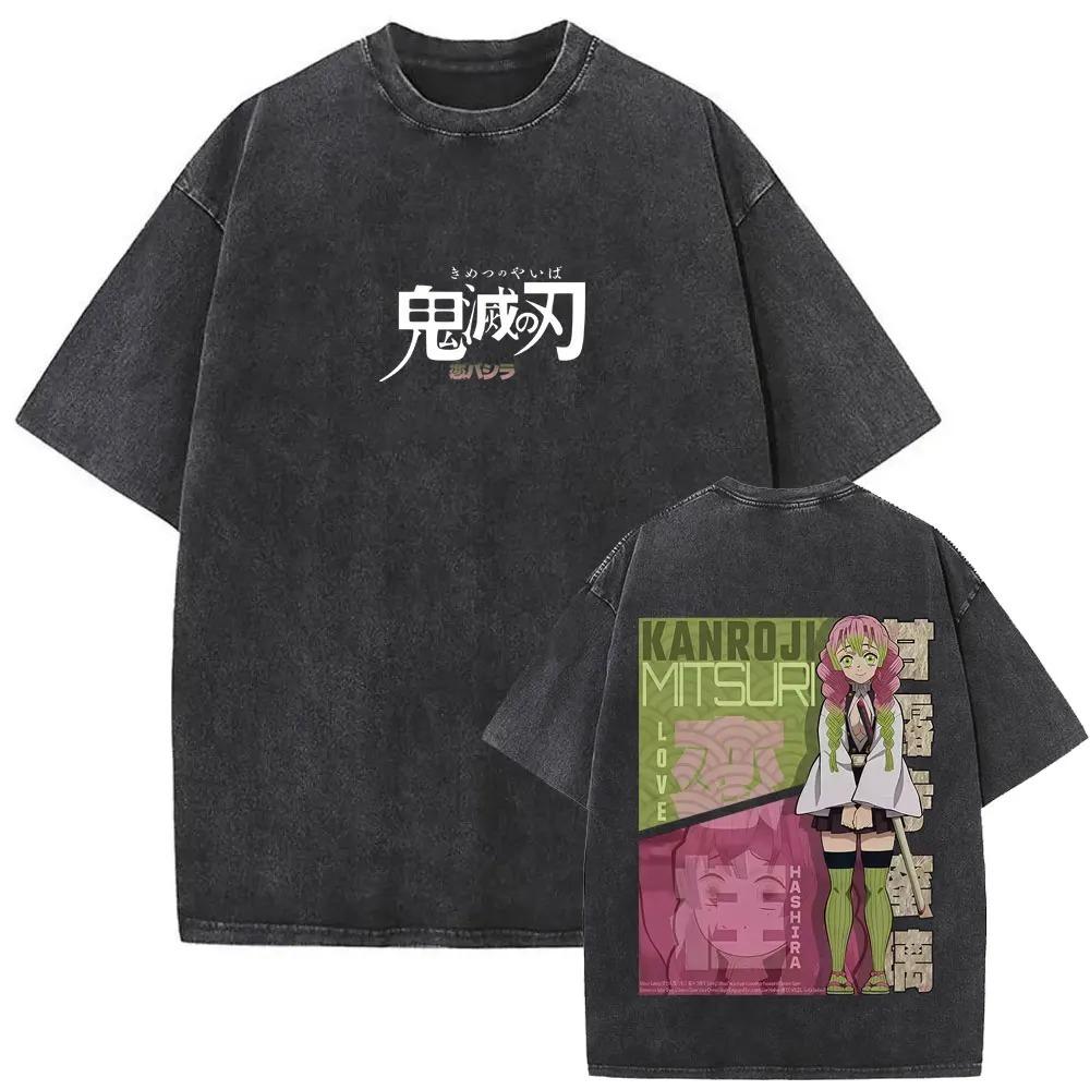 Demon Slayer Nezuko Chibi Vintage Washed DoubleSided Graphic TShirt Oversized Anime Streetwear Tee Unisex Casual Top S