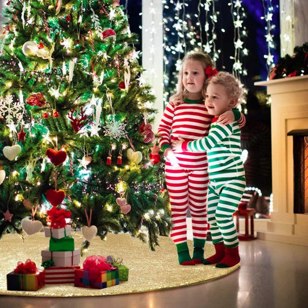 60/90/120cm Sequins Christmas Tree Skirts Glitter Xmas Tree Foot Cover Christmas Tree Mat  Wedding