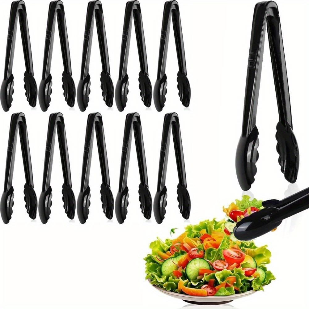 Black Plastic Pliers 10pcs - Suitable for Heavy-Duty Hard Plastic Tableware Set (Bulk Reusable/Disposable), Ideal for Kitchen Party & Catering