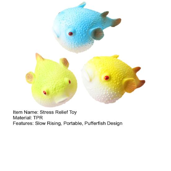 Pufferfish Squeeze Ball Cute Pufferfish Stress Relief Toy Soft Rubber Slow Rising Fidget Toy for Kids Adults Anxiety Relief