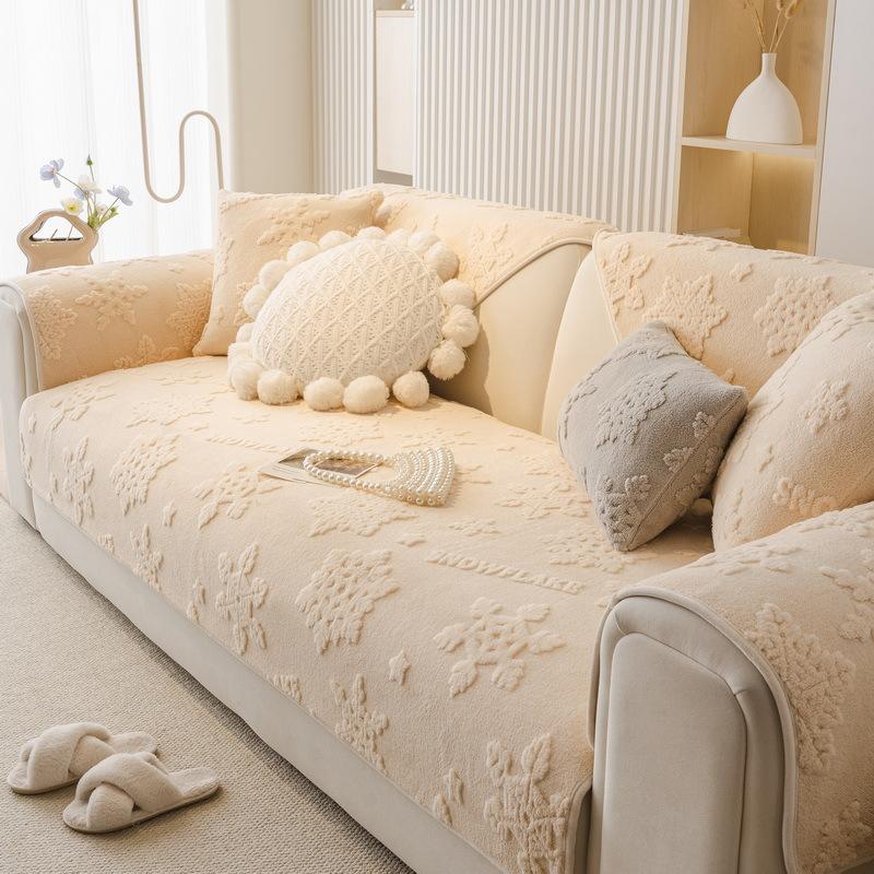 

New Light Luxury High-Grade Leather Sofa Cushion Winter Thickened Plush Seat Cushion Snowflake Non-Slip Cover Cover Cloth Towel 70*70cm