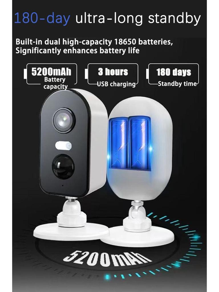 Wireless Outdoor Smart Surveillance Camera with Low Power Battery and Mobile Remote Monitoring