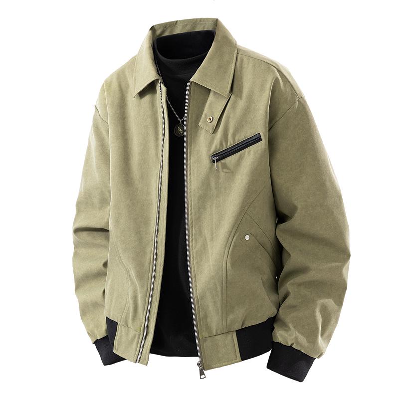 2025 Autumn Men's Fashion Casual Solid Color Lapel Jacket