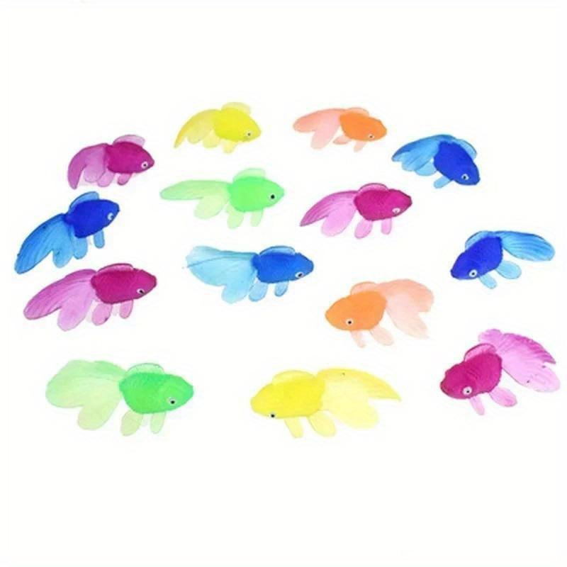 10er Set Kinder Weichgummi Goldfisch Baby Badespielzeug für Kinder Simulation Mini Wasserfisch Kind Lustig Schwimmen Strand Geschenke