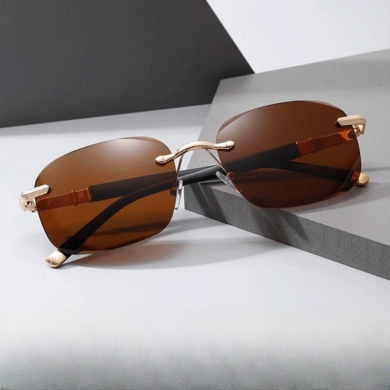 New Stylish Frameless Sunglasses For Men Outdoor Driving Fishing Shades Fashionable Casual Travel Accessories