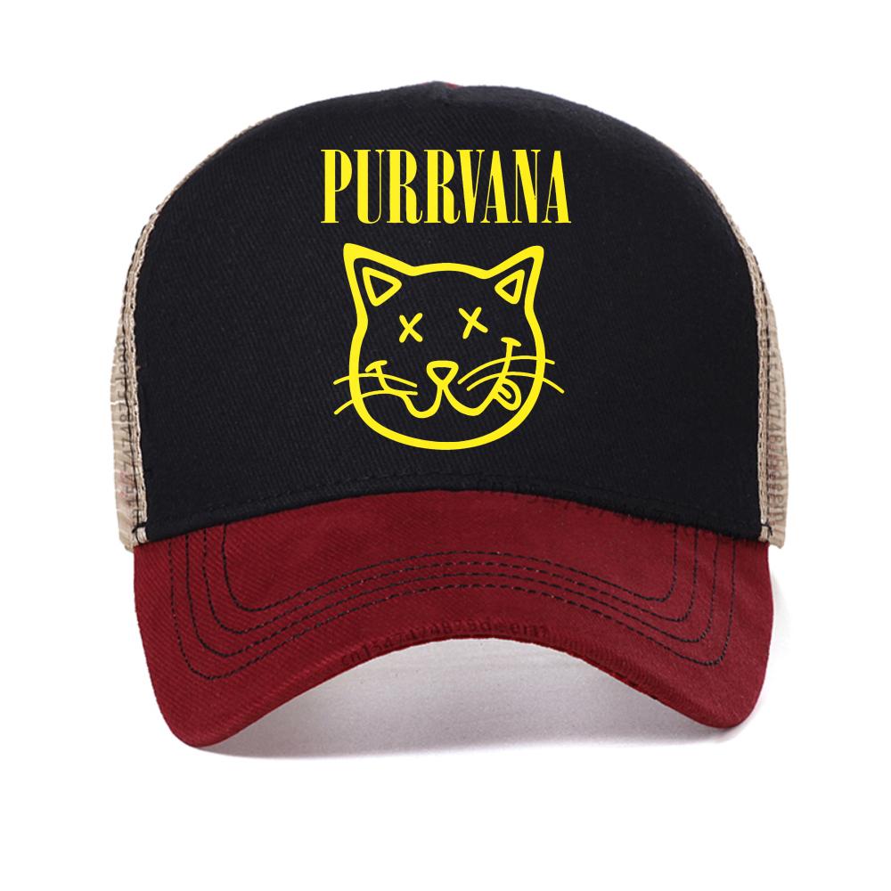 

Purrvana Cat Head Print baseball cap Summer For Men Women Casual Sunscreen mesh Snapback Caps Breathable adjustable sun hats Adjustable красный