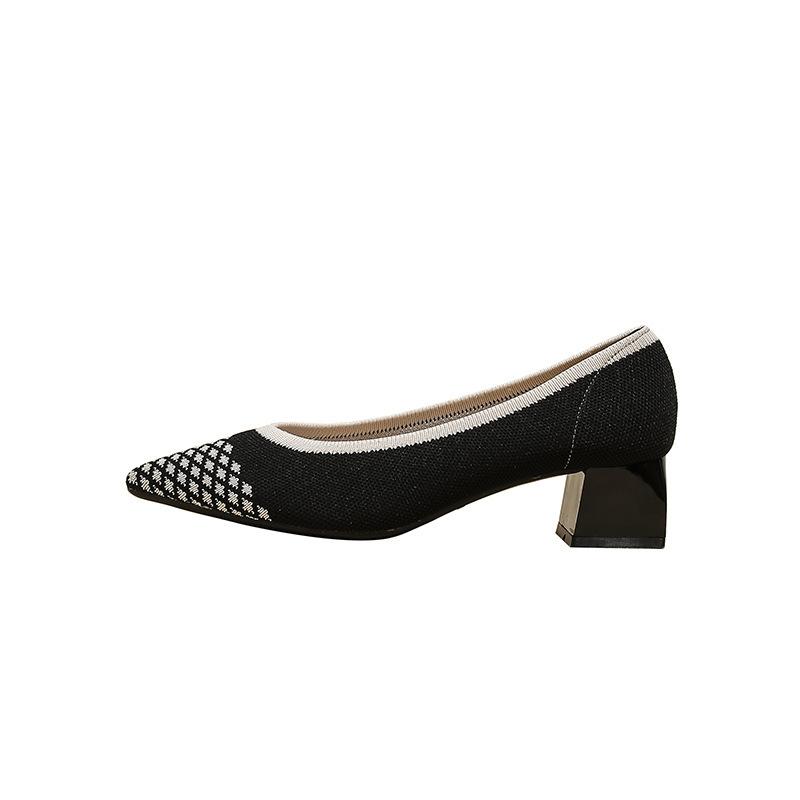 

Женские туфли-лодочки, новые, квадратный носок, с открытым верхом, вязаные туфли-летучки, толстый каблук, плетеные туфли, высокие каблуки 40