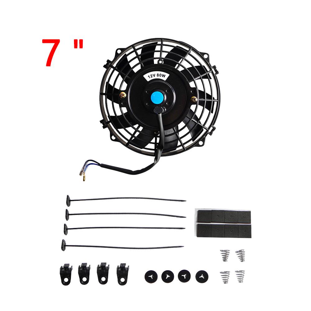 Univerzální 7/9/10/12/14 palcový 12V 80W 2100RPM Sada chladiče chladiče klimatizace do auta