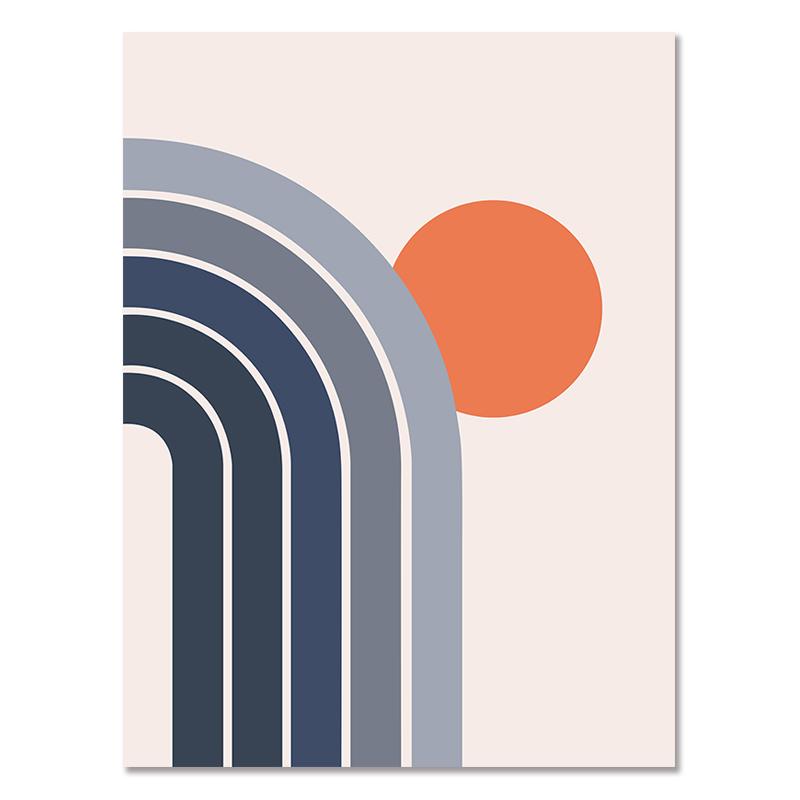 

Абстрактный винтажный постер Солнце и Луна, холст, картина, радуга, современное искусство, принт, геометрическая линия, настенная картина для декора гостиной 21x30cm No Frame