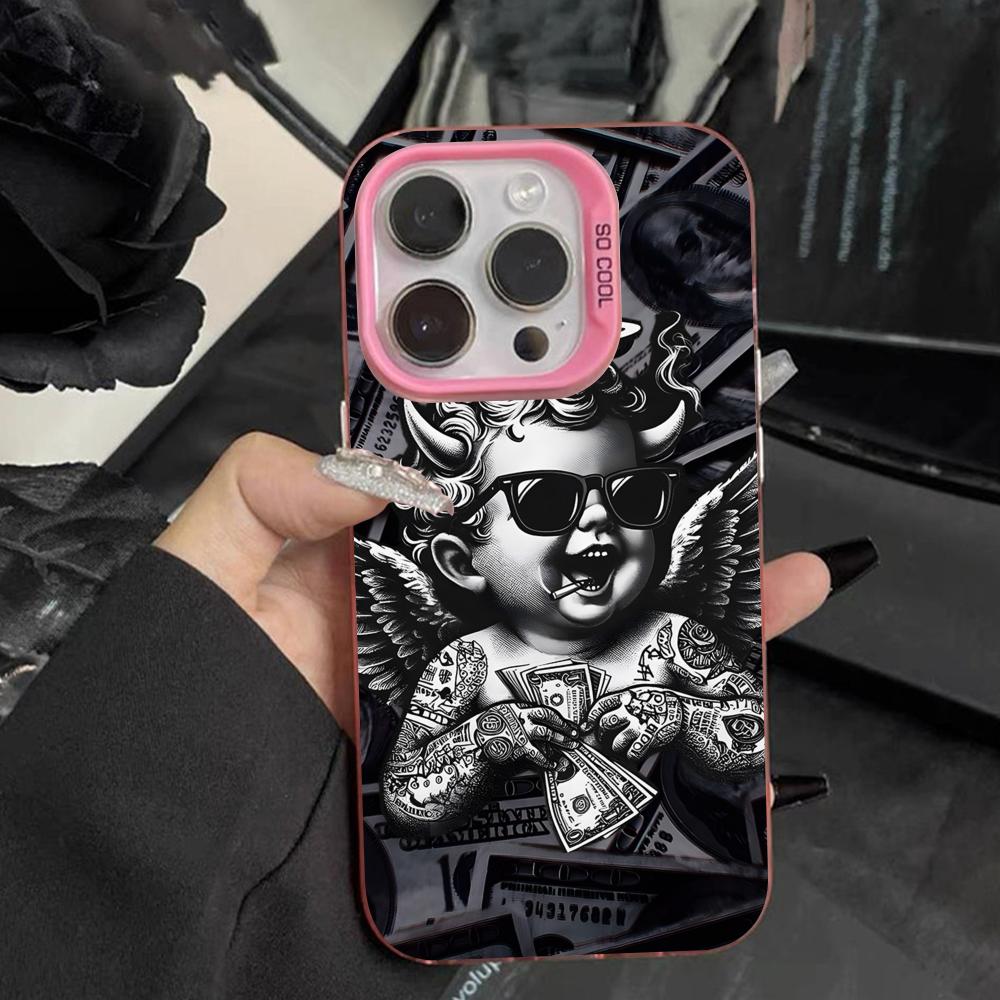 USD Dollar Pink Translucent Mobile Phone Case for iPhone 17 16 15 14 13 12 11 X XR XS Air Pro Max Plus Colorful Cover