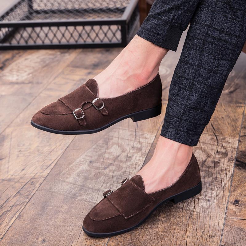 Double Monk Strap Shoes Brown Dress Loafers Men Dress Shoes Italian Wedding Dress 2024 Coiffeur Office Shoes Men Formal Dress
