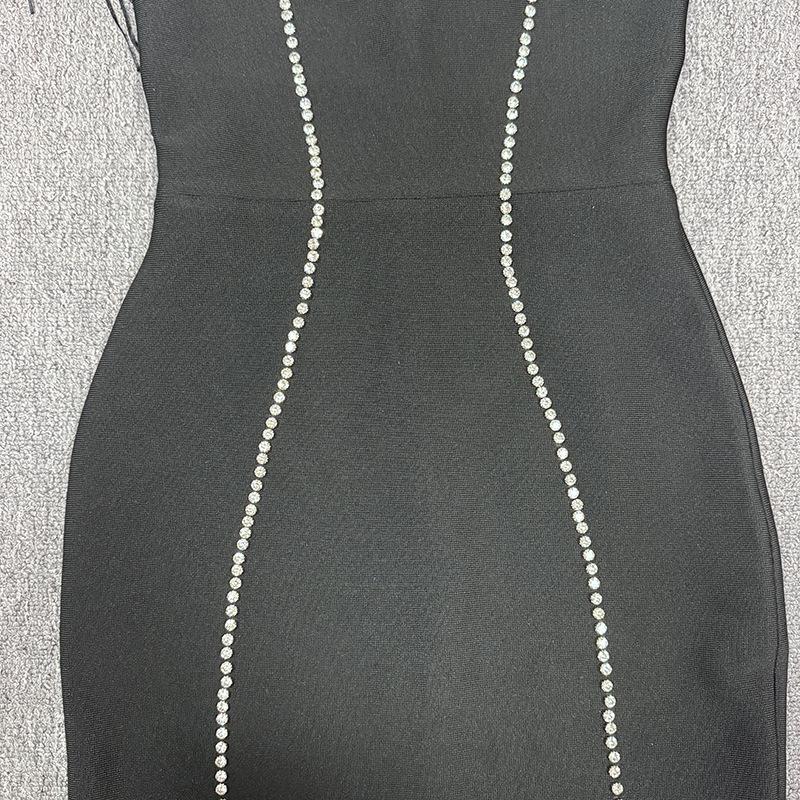Elegant Rhinestone Tassel Sleeveless Bandage Dress