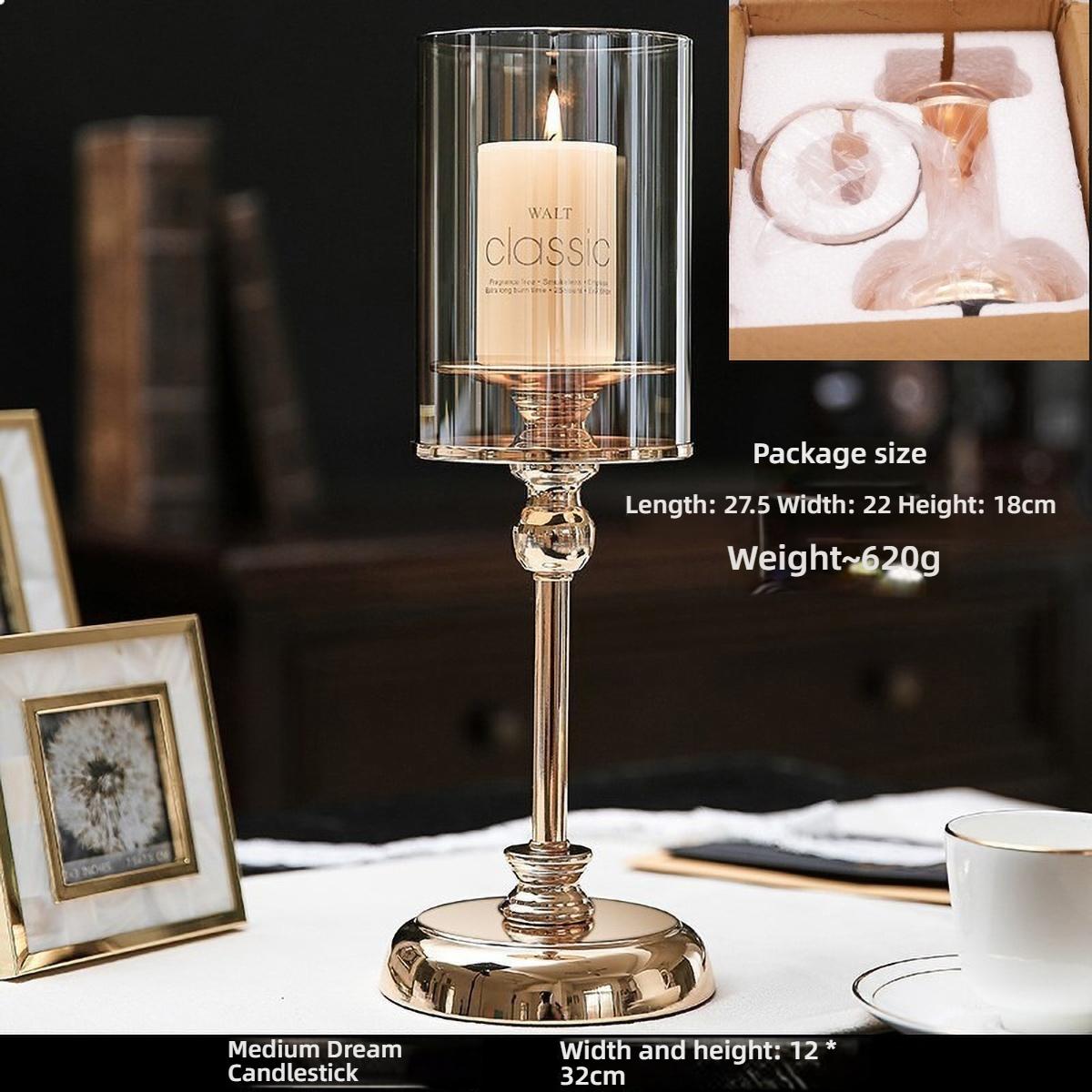 

Windproof Clear Glass Candle Holder for Table - Thick Transparent Desktop Candlestick, Outdoor Dining Table Decor