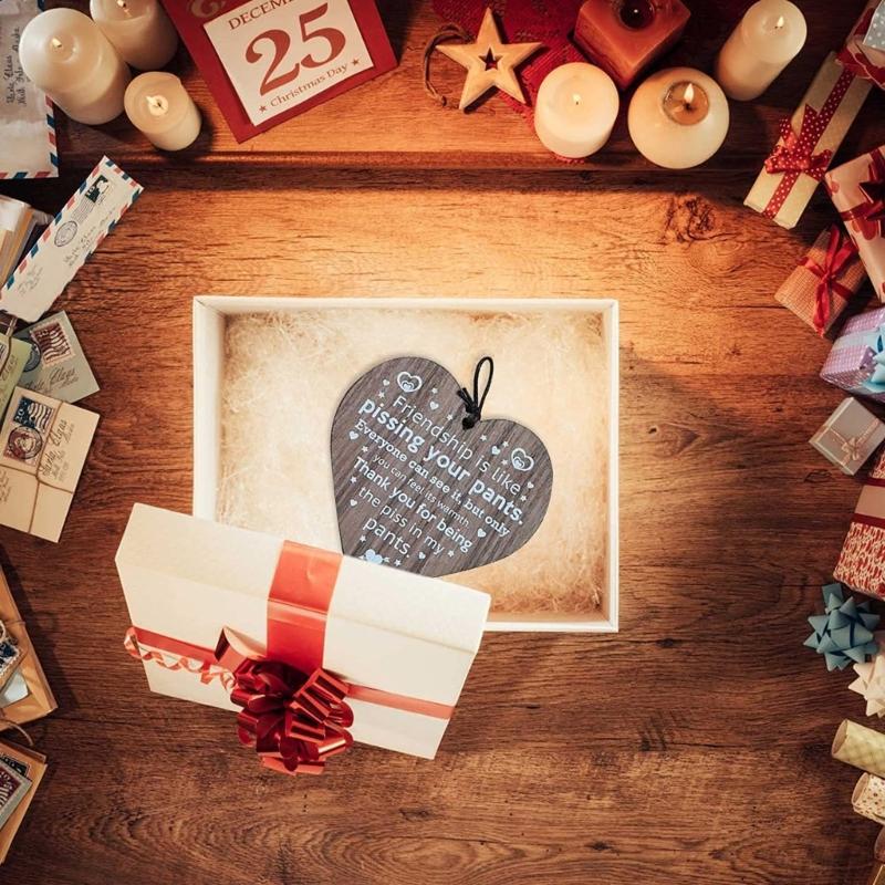 Wood Plaque Wall Art Decoration with Rope Car Hanging Ornament Christmas Tree Pendant Accessory Unique Friendship Gift