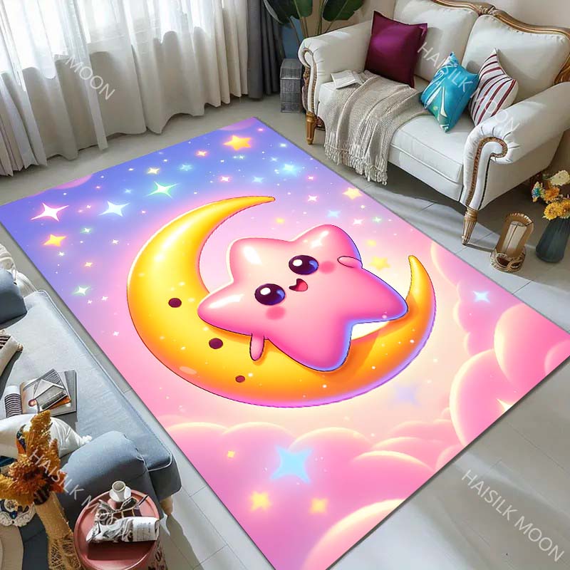 Cute moon star cartoon Carpet for Living Room Bedroom Bedside Floor Mat Cloakroom Area Rugged Creative Doormat Luxury Gifts