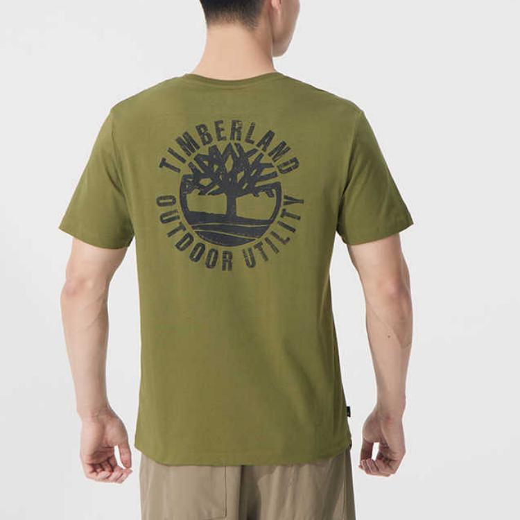 Timberland Letter Print Outdoor Casual Simple Comfortable Breathable Pullover Round Neck Short Sleeve T-Shirt Unisex Tops Olive-Green A42Q5-EG5