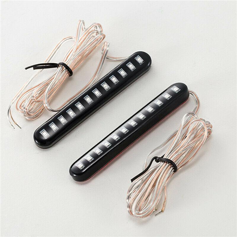 4 X Sequential Flowing Motorcycle 12 LED Mini Strips Turn Signal Light Amber 12V