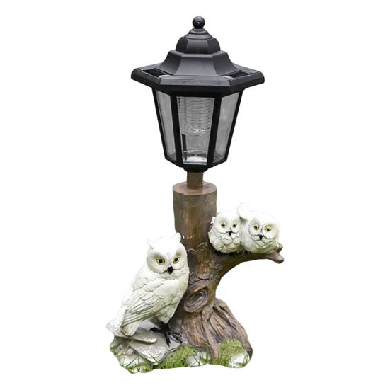 Garden Statue with LED Solar Lamp Weather Resistant Automatic Charging Outdoor Patio Sculpture Decor LED Light