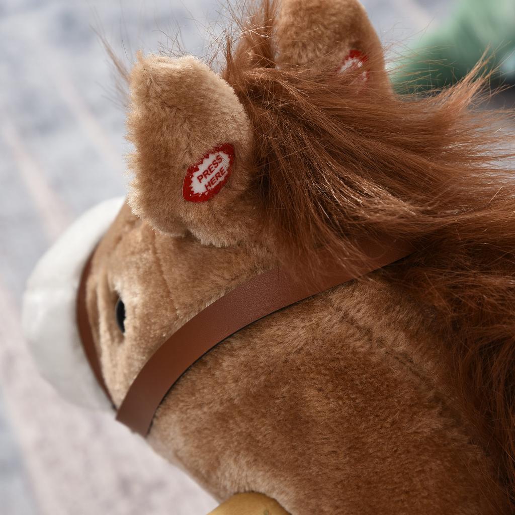 Children's Rocking Horse Baby Rocking Animal Horse with Animal Sounds Toy Handles for 36-72 Months Plush Brown 65 x 32.5 x 61 cm