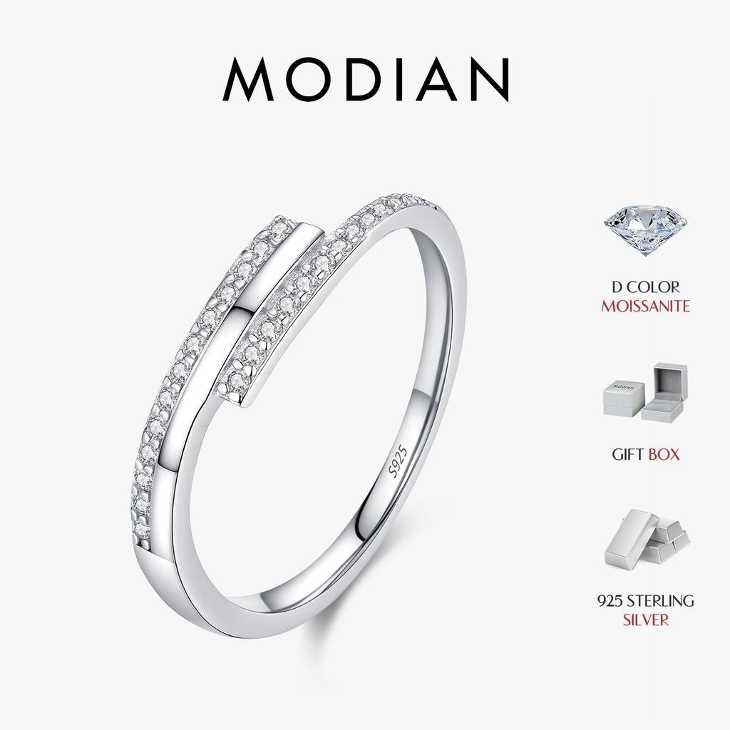 MODIAN D Moissanite Rings 925 Silver Trendy Sparkling Lab Diamond Geometric Finger Ring For Women Fine Jewelry