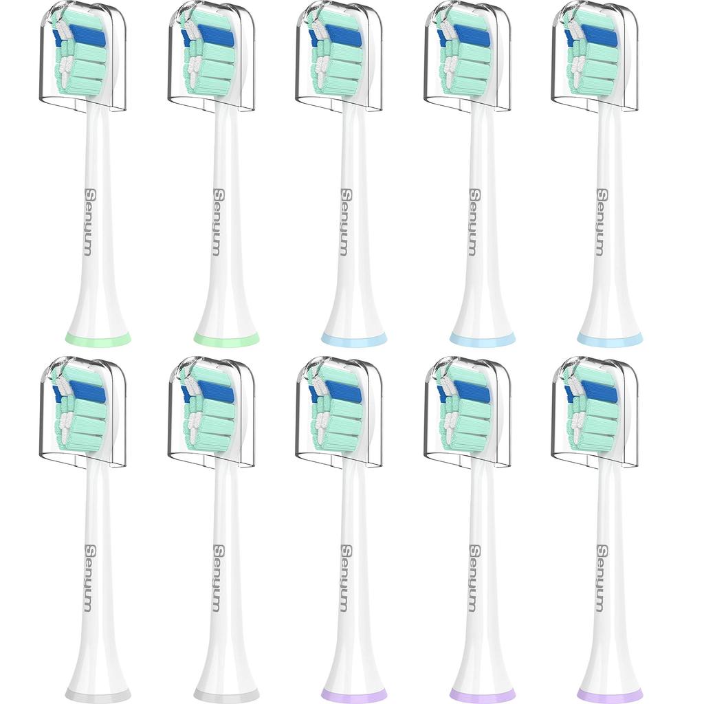 Senyum Electric Toothbrush Replacement Brush Compatible with Philips 10 Brush White Heads, Sonicare, Heads,