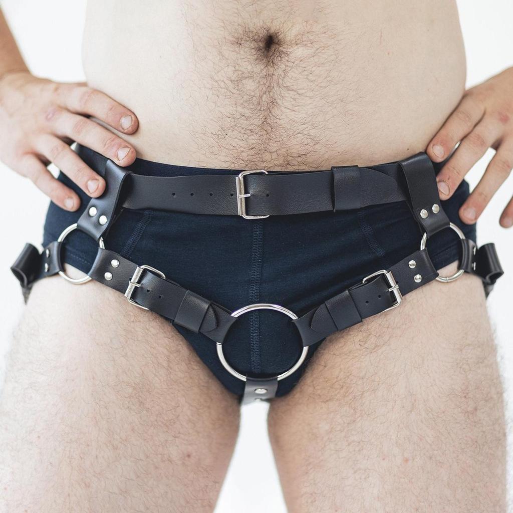 Men's Erotic Leather Restraint & Underwear Set - Couple's Bondage Toys