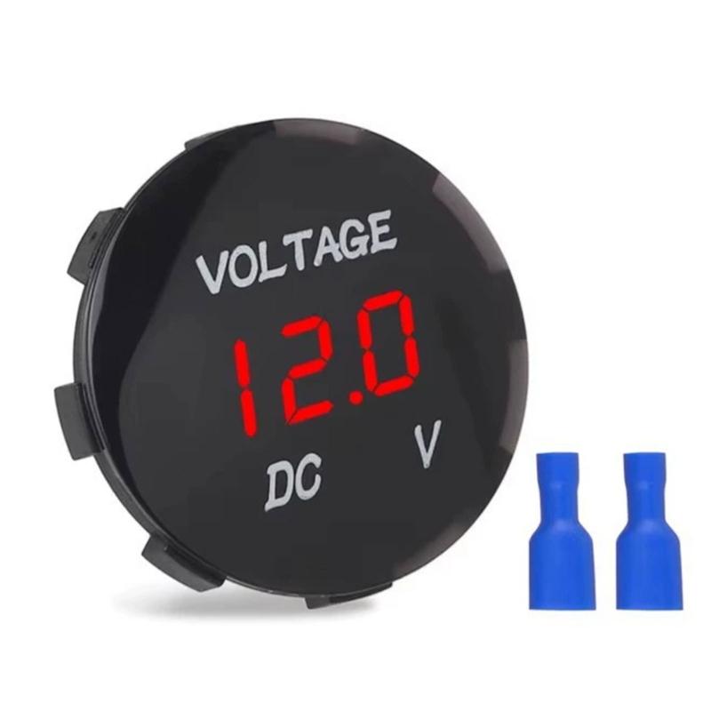 Panel Mount Digital Meter 3-30V with LED Display, 12V 24V Battery Monitor for Motorcycle Boat Car Equipment Use
