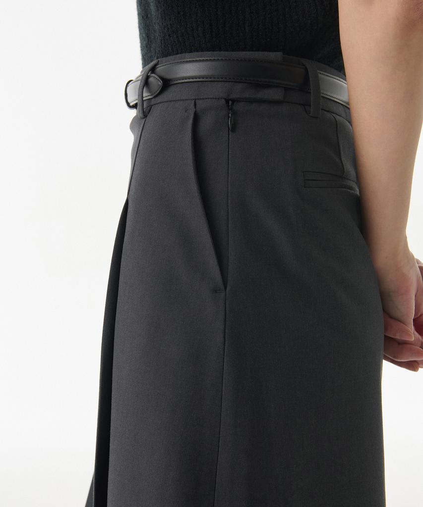 Musinsa Standard Woman Women'S Panel Slit Knee Length Skirt [Gray]