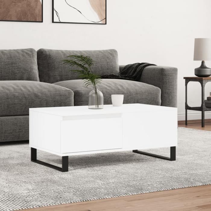VidaXL Table basse Blanc 90x50x36,5 cm Bois d'ingénierie 830812