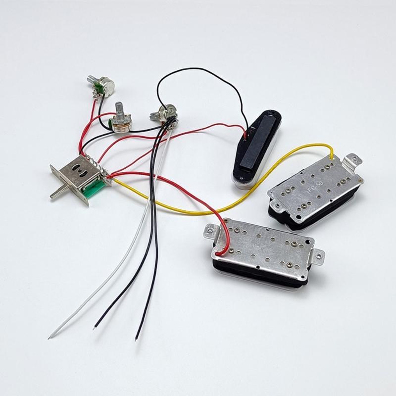 2 Tone 1 Volumes 5 Way Switch Electric Guitar Replacement Part Set Single Coil Pickups with Prewired Wiring Harness Set
