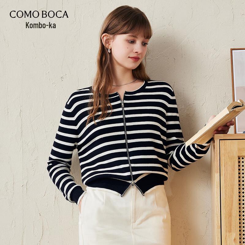 

Women s Striped Worsted Wool Round Neck Cardigan 2XL