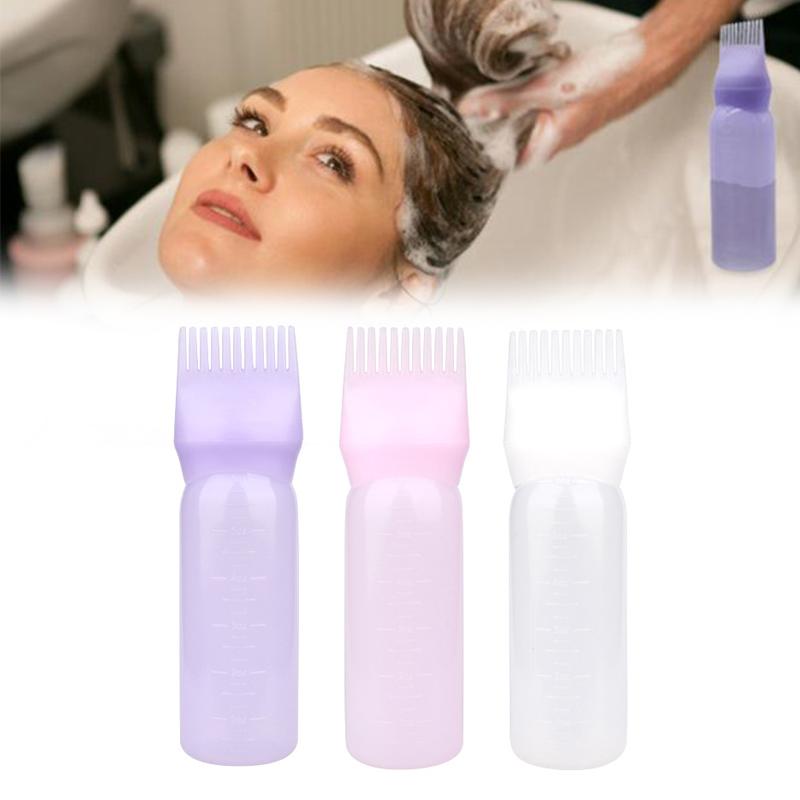 Shampoo Brush Empty Hair Shampoo Bottle With Comb Teeth Salon Treatment Oil Perm Dye Bottle Color Plastic Dry Cleaning Bottle