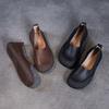 Johnature Retro Genuine Leather Shallow Flats Cowhide Comfortable Soft Soled Women's Slip-on Shoes