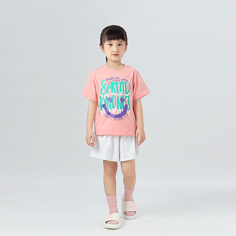 

Летняя футболка с коротким рукавом в корейском стиле для девочек, повседневная, милая, с принтом 150 cm