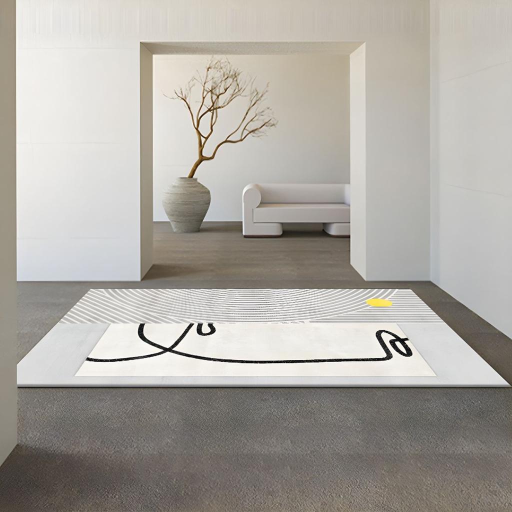 Living Room Carpet Wabi-Sabi Style Home Luxury Japanese Modern Minimalist Abstract Area Rug for Study, Coffee Table, Bedroom Bed