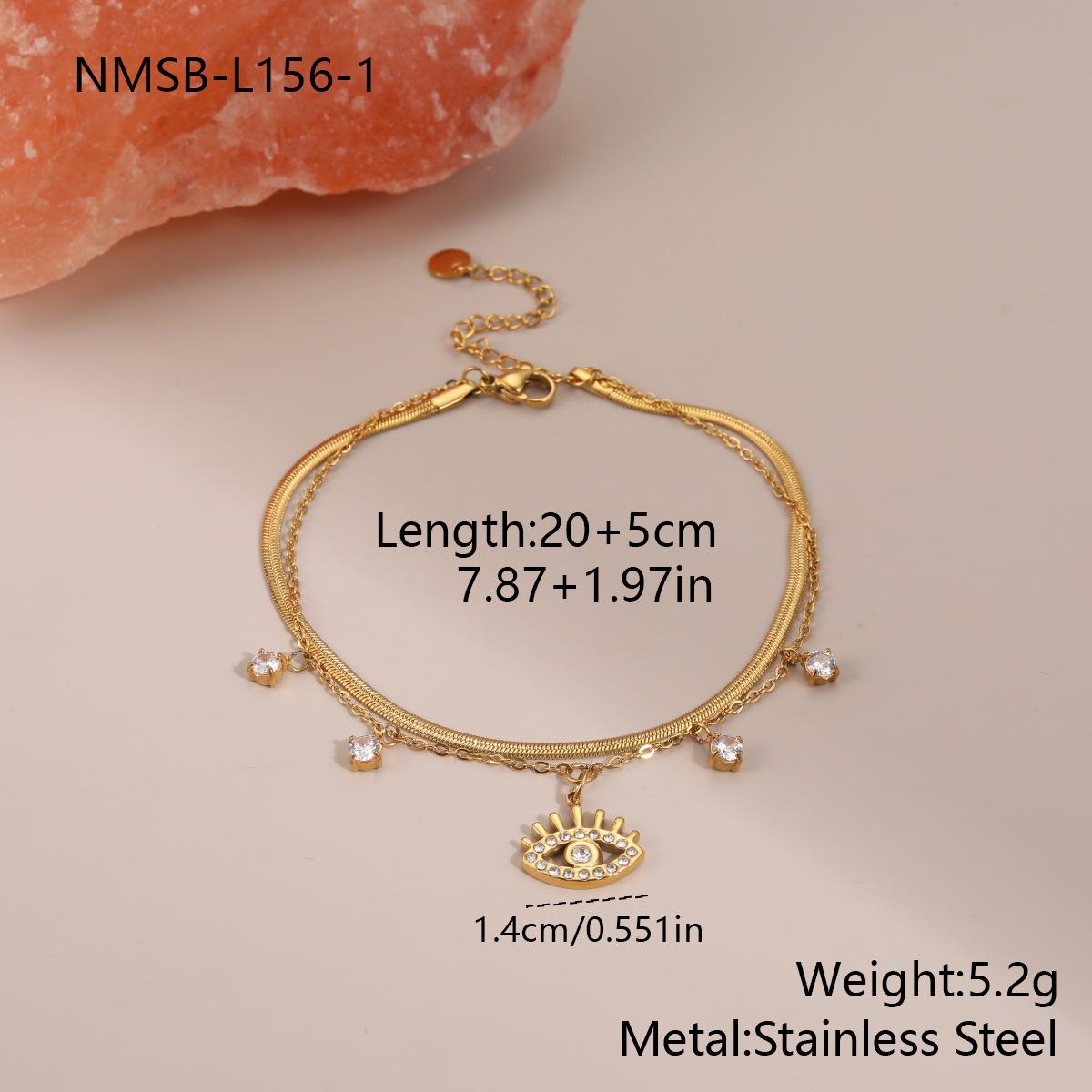 GEMCHIC Women s Double Layer Evil Eye Pendant Bracelet Stainless Steel Rhinestone Jewelry