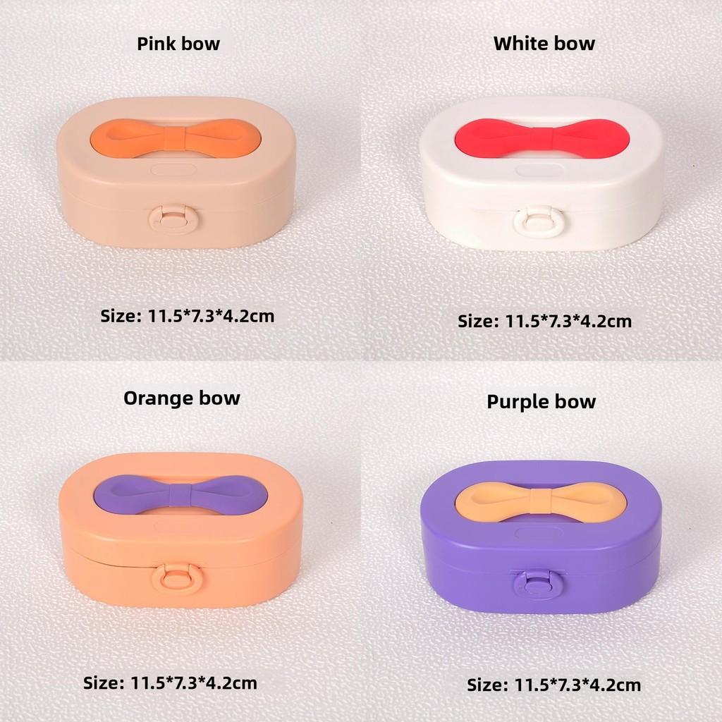 Elegante Caixa de Joias com Laço Borboleta e Armazenamento Multifuncional para Anéis, Pulseiras e Brincos