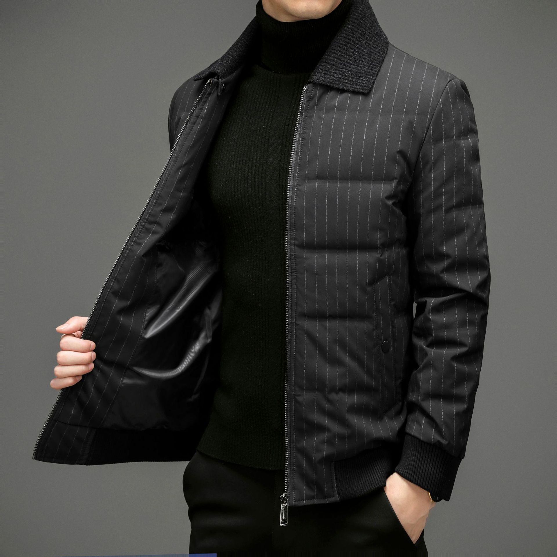 

Мужская новая куртка-пуховик Мужская зимняя куртка с лацканами Мужская куртка-пуховик M чёрный