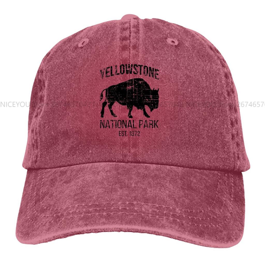 Washed Unisexs Baseball Cap Buffalo Trucker Snapback Caps Dad Hat Yellowstone National Park Golf Hats