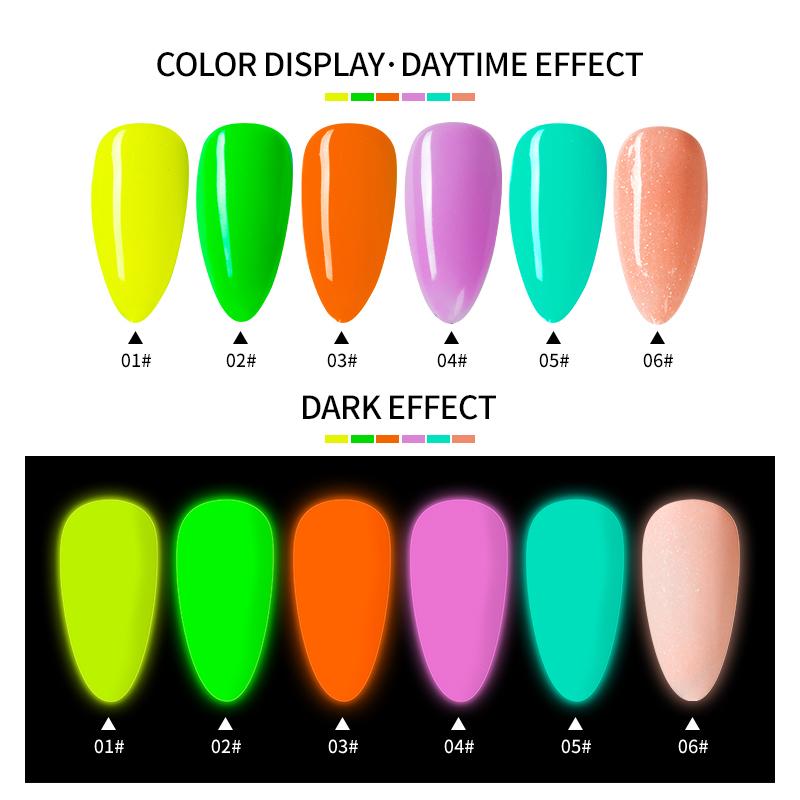 JTING New Trend Removable 6color luminous nail gel uv led glow in the dark nail polish set manufacturer nail art products