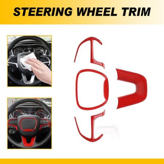 Fit 2014- Dodge Durango Inner Steering Wheel Cover Trim Frame w/Adhesive Red