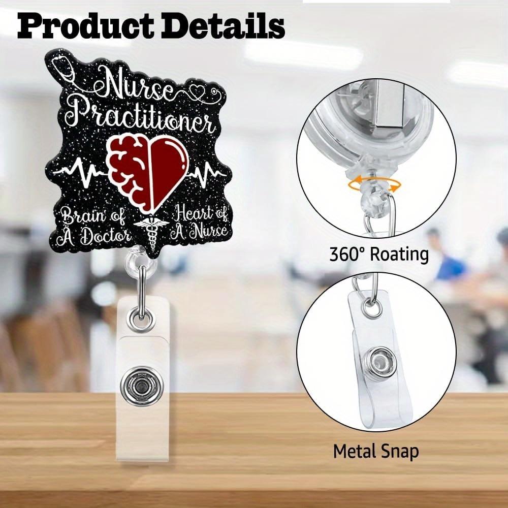 Scalable Black Badge Reel with Crocodile Clip. A Fun Medical ID Gift for Doctors & Nurses.