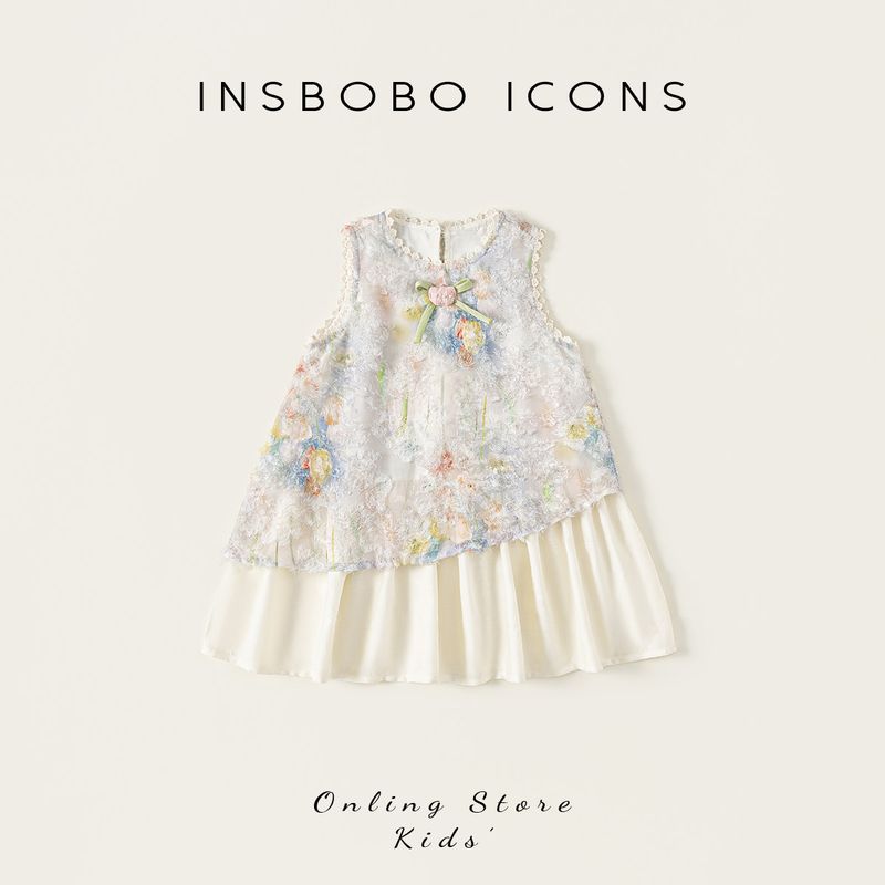 Insbobo Girls  Dress, Baby Girl s Tank Dress, Summer Children s Dress, Cute Baby Summer Dress, Girls  Clothing Flower color((with Accessories)) 80