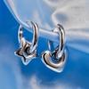 Stainless Steel Asymmetric Star Love Heart Hoop Earrings For Women Men Punk Hip Hop Trend Y2K Fashion Jewelry Scene Accessories